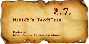 Miklós Terézia névjegykártya